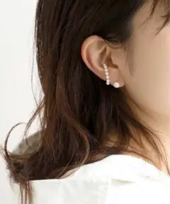 Lilas オーバルアコヤパールラインイヤーカフ K10(片耳)