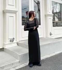 セレクトモカ　シアーストレッチロングワンピース