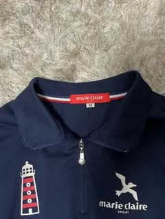 marie claire sports ポロシャツ 半袖 ジップシャツ M 紺