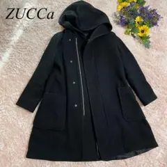 美品ズッカ ZUCCa フーデッドコート ジップコート Aライン Sサイズ