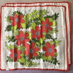 2枚セット　昭和レトロ　花柄　座布団カバー 55×59cm 綿100% 未使用