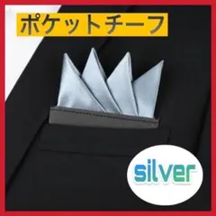 シルバー ポケットチーフ 8cm x 12cm silver e