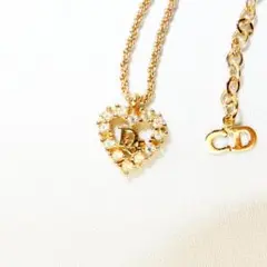 ChristianDior ネックレス ハート ラインストーン 金色