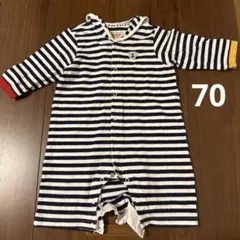 miki HOUSE ストライプロンパース 70