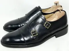 ROMANTIC MOVE 25.5 レザーダブルモンクストラップシューズ 黒