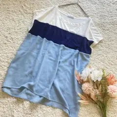 ビックシルエットTシャツ　ユルダボ　異素材　体型カバー　マルチカラー　Ｆ