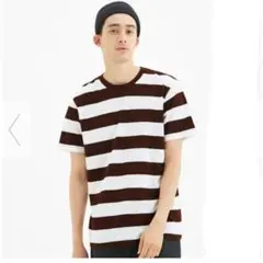 GU ワイドボーダークルーネックTシャツ М　ブラック　ホワイト