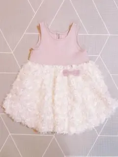 TOCCA リボン付きピンクふわふわワンピース 80 トッカ