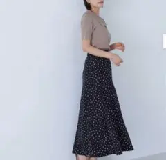 NATURALBEAUTYBASICハートドットプリントフレアスカート