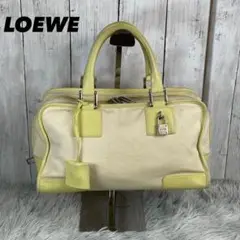 LOEWE ロエベ アマソナ バイカラー キャンバス×レザー ハンドバッグ