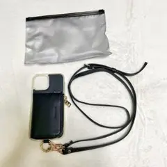 WANT MORE iPhone12 スマホショルダー ミニウォレット ブラック