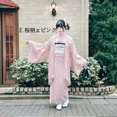桜柄 ピンク 羽織 フリーサイズ