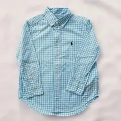 Ralph Lauren 水色チェック長袖シャツ 4/4T 110cm
