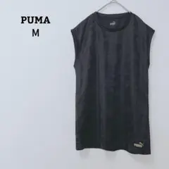 プーマ　カットソー　Tシャツ　ノースリーブ　インナー　総柄　運動　薄手　ロゴ　М