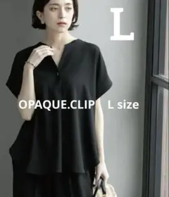 【未使用】ストレッチスキッパーブラウス【洗濯機洗い可/防シワ】　黒L