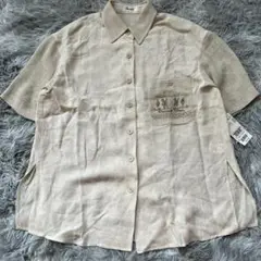 新品❗定価3万【Chamois V】リネン混❗ ベージュ半袖シャツ ビッグサイズ