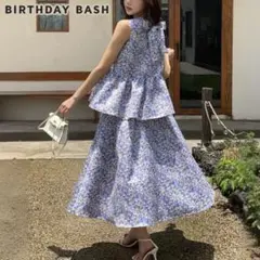 BIRTHDAYBASH FLOWER SATIN SKIRT　フレアスカート