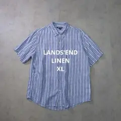 LANDS'END リネンシャツ 半袖 L 麻 S/S