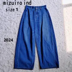 [極美品]mizuiro ind　2024ハイウエスト ワイド ダメージ デニム