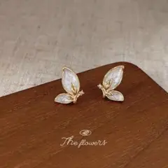 蝶デザイン ゴールドトーン ピアス アレルギー対応