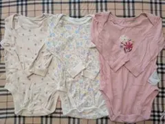 ユニクロ　ボディ肌着　ロンパース　ピンク　花柄　女の子　3点セット　80