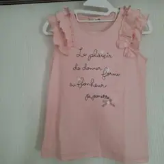 pom pinette 　フリル　ノースリーブ　 ピンク　Tシャツ　 L　160