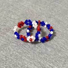 ビーズフラワーモチーフリング(ミャクミャクカラー)
