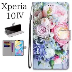 新品■Xperia 10 IV　エクスペリア10マーク４手帳型　花束（ブーケ）