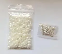 【まとめ売り】約150個 ホワイトフラワー 花弁 花びら ビーズ超お得☆ ④