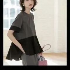 オペーク　tシャツ ペプラム切替ドッキングトップス レディース