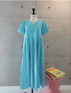 【新品未使用】jnhearts ワンピース　タックドレス　ブルーグリーン　38