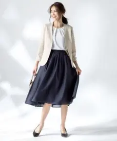 新品タグ付き✨anysis【洗える】タックギャザーエアリー　スカート　ネイビー