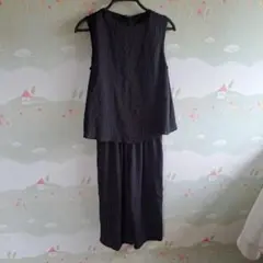 ブラックストライプ サロペットオールインワンヒアーズHERE´S セットアップ風