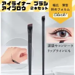 アイブロウブラシ アイラインブラシ メイクブラシ 化粧ブラシ 大小2本セット