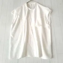 エルガナ シャツ オフィス 白 ノースリーブ ブラウス カジュアル 38
