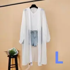新品⭐︎レディース カーディガン ロング丈 ホワイト L