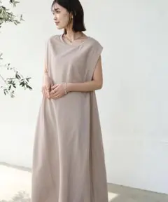 BouJeloud カノコ肩タックフレアワンピース　CAMEL FREE