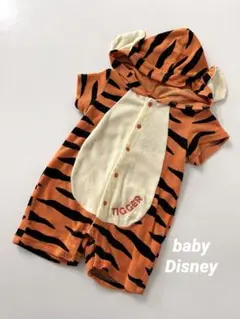 babyDisneyくまのプーさんティガーなりきりロンパース半袖耳付きフード70