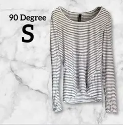90 Degree 【S】ストライプ 長袖Tシャツ 薄手 春夏