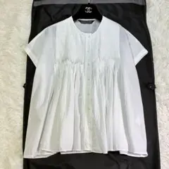 美品　ミズイロインド　近年　ピンタックブラウス　白