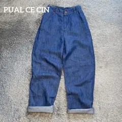 PUAL CE CIN コットンリネン デニム ロールアップパンツ