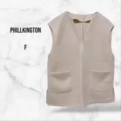 【PHILLKINGTON】Vネックカットソーベスト スリット 上品(F)重ね着