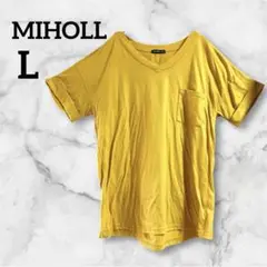 MIHOLL 【L】イエロー Vネック Tシャツ 半袖トップス 鮮やかカラー