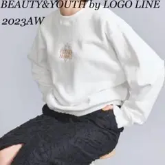 【2023】BEAUTY&YOUTH 刺繍スウェット　プルオーバー　白色　905