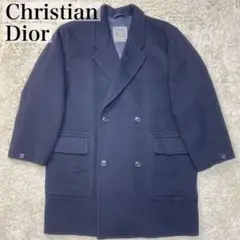 美品✨クリスチャンディオール アルパカ50% ダブルチェスターコート XL 濃紺