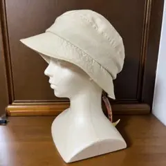 美品　オーロラ　バケットハット　オフホワイト　日本製　　シルク　麻　綿