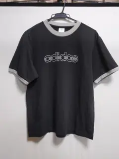 adidas ロゴプリント Tシャツ 黒×グレーT 半袖 カジュアル スポーツ