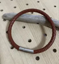 ハンドメイド　レザー　ブレス　ブラウン　ブレスレット　本革　5㎜