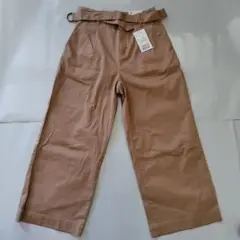 未使用ベージュ ワイドパンツ Mサイズ ベルト付き