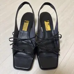 GRISE3cmレザーWナローリボンサンダル